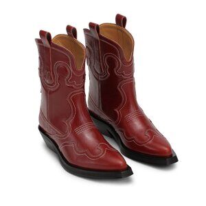 Red LOW SHAFT Embroidred Western Cowboy Boots Size 6